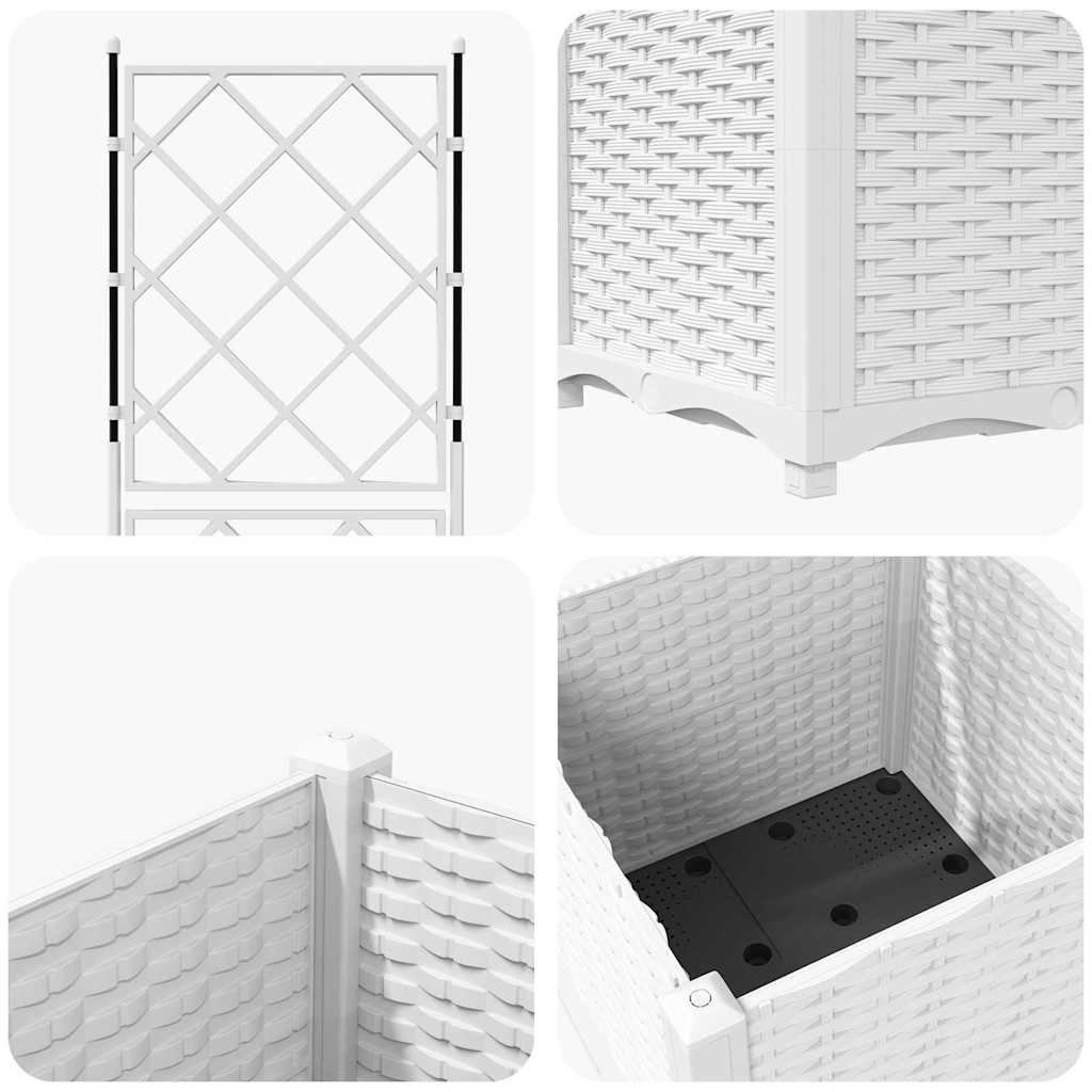 Garden Planter with Trellis White 40 x 40 x 143 cm PP