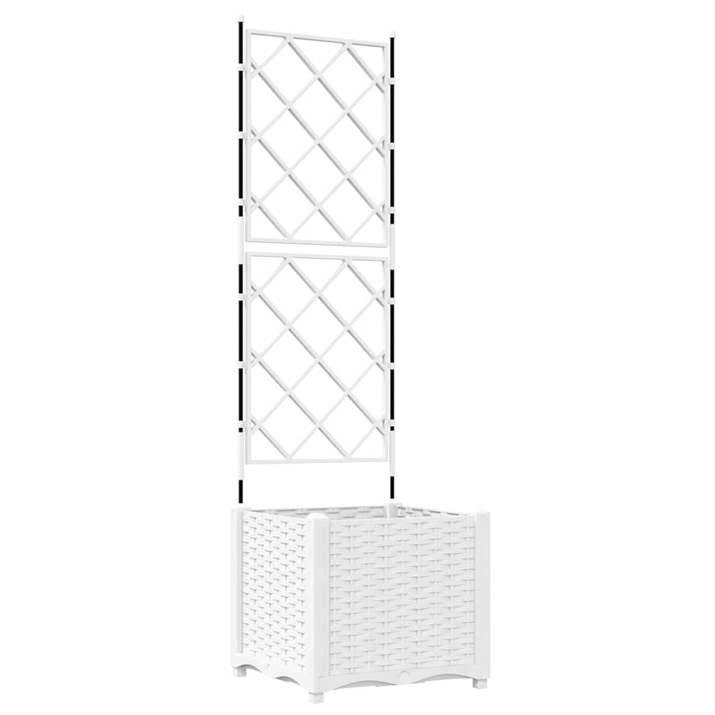 Garden Planter with Trellis White 40 x 40 x 143 cm PP