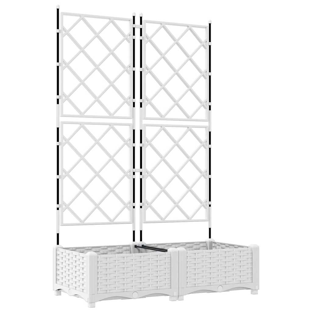 Garden Planter with Trellis 2 pcs White 80 x 40 x 125.5 cm PP
