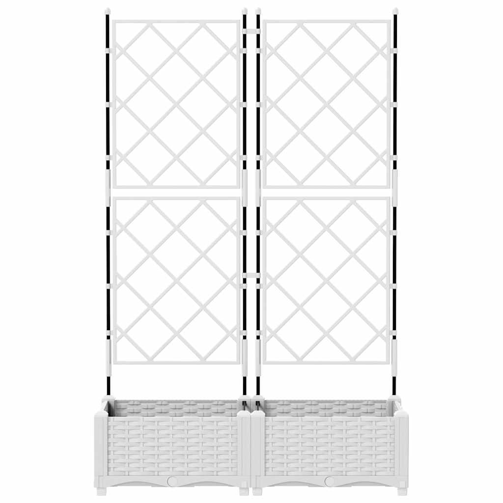 Garden Planter with Trellis 2 pcs White 80 x 40 x 125.5 cm PP