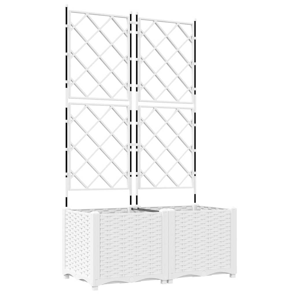 Garden Planter with Trellis 2 pcs White 80 x 40 x 143 cm PP