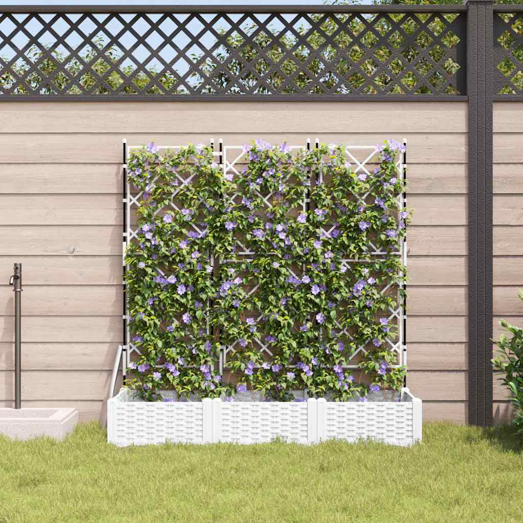 Garden Planter with Trellis 3 pcs White 120 x 40 x 125.5 cm PP
