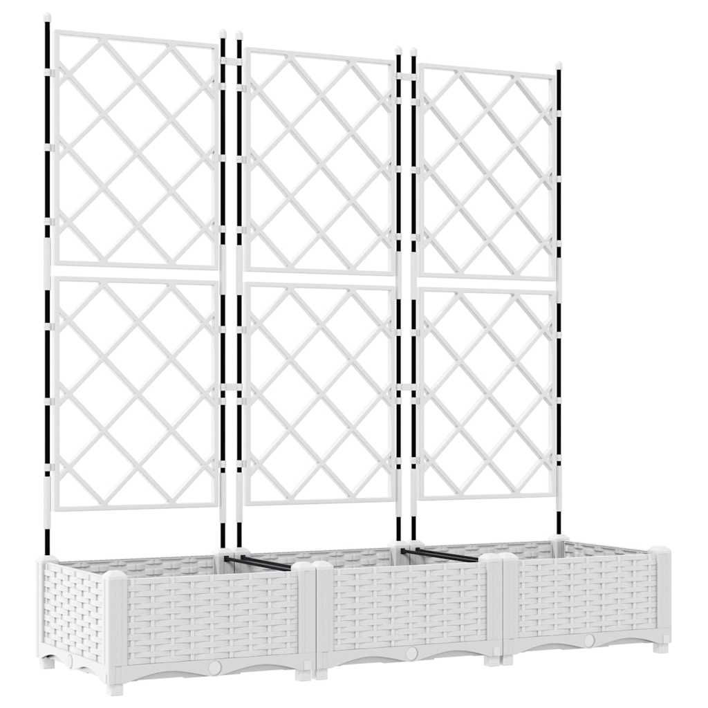 Garden Planter with Trellis 3 pcs White 120 x 40 x 125.5 cm PP