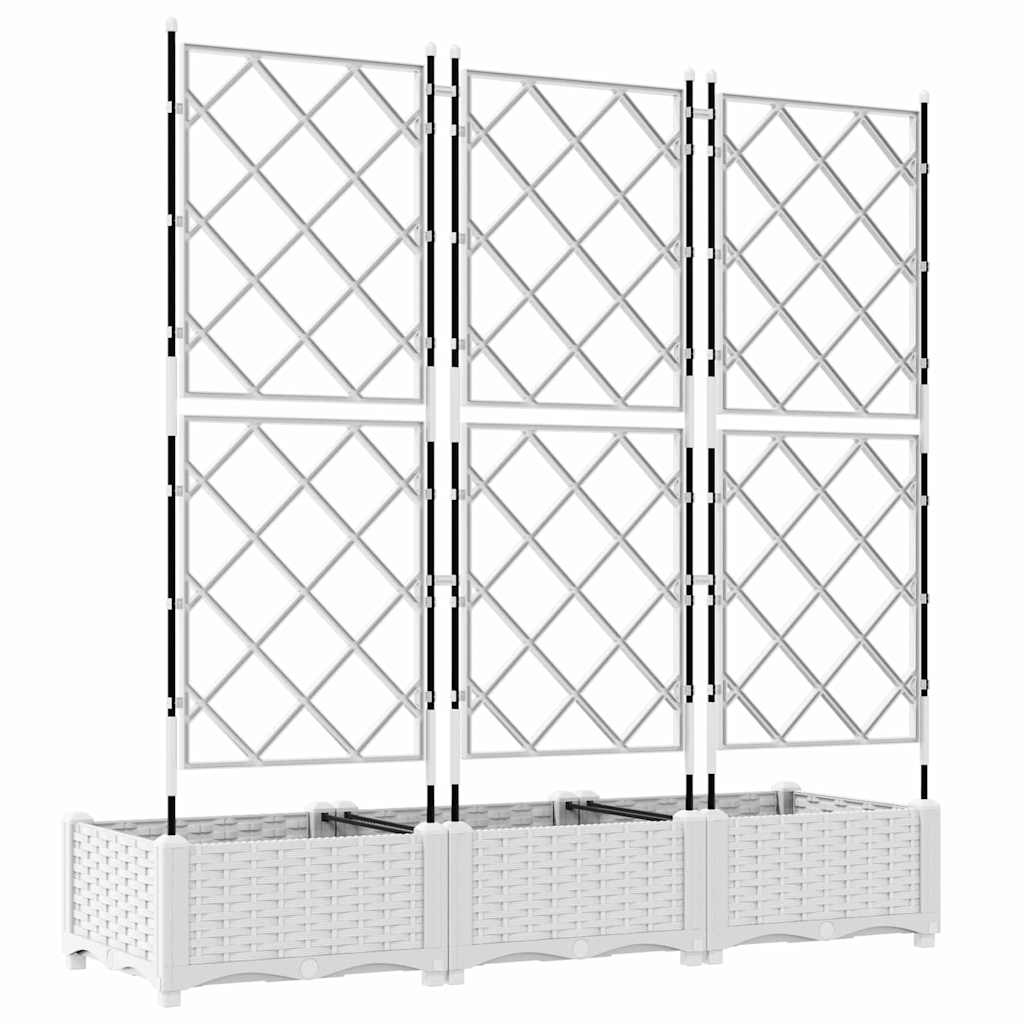 Garden Planter with Trellis 3 pcs White 120 x 40 x 125.5 cm PP