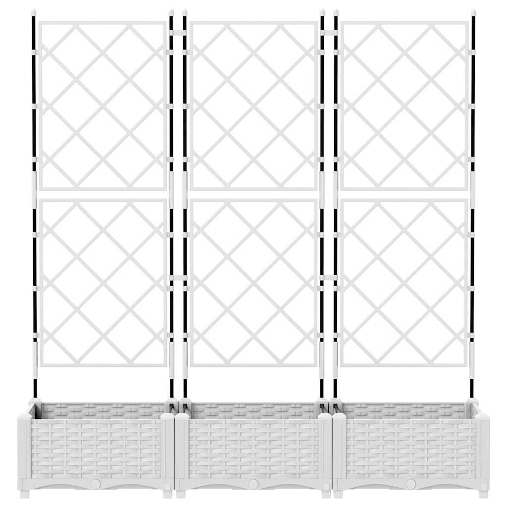 Garden Planter with Trellis 3 pcs White 120 x 40 x 125.5 cm PP
