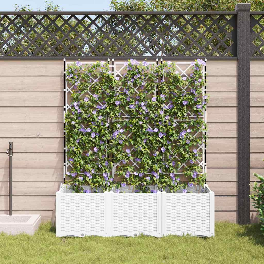 Garden Planter with Trellis 3 pcs White 120 x 40 x 143 cm PP