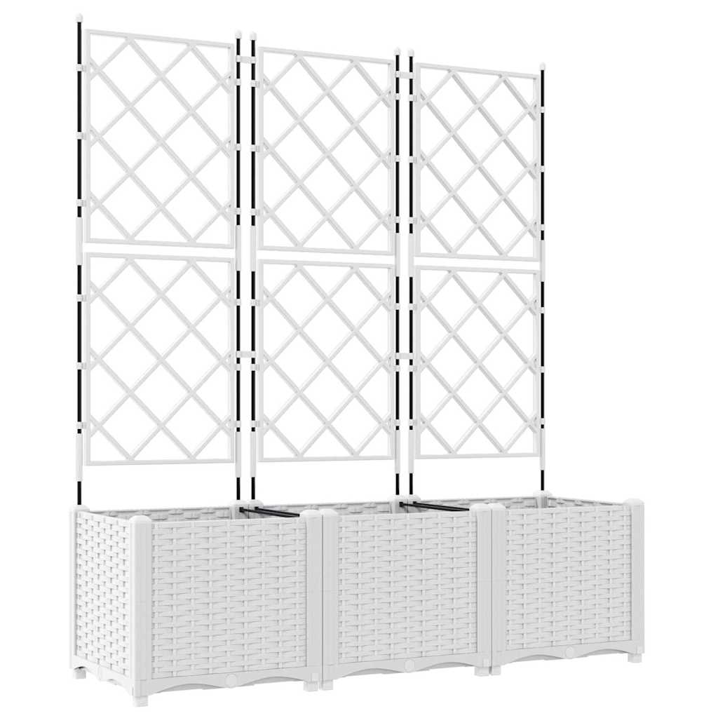 Garden Planter with Trellis 3 pcs White 120 x 40 x 143 cm PP