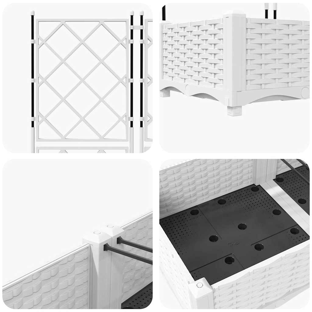 Garden Planter with Trellis 5 pcs White 120 x 120 x 125.5 cm PP