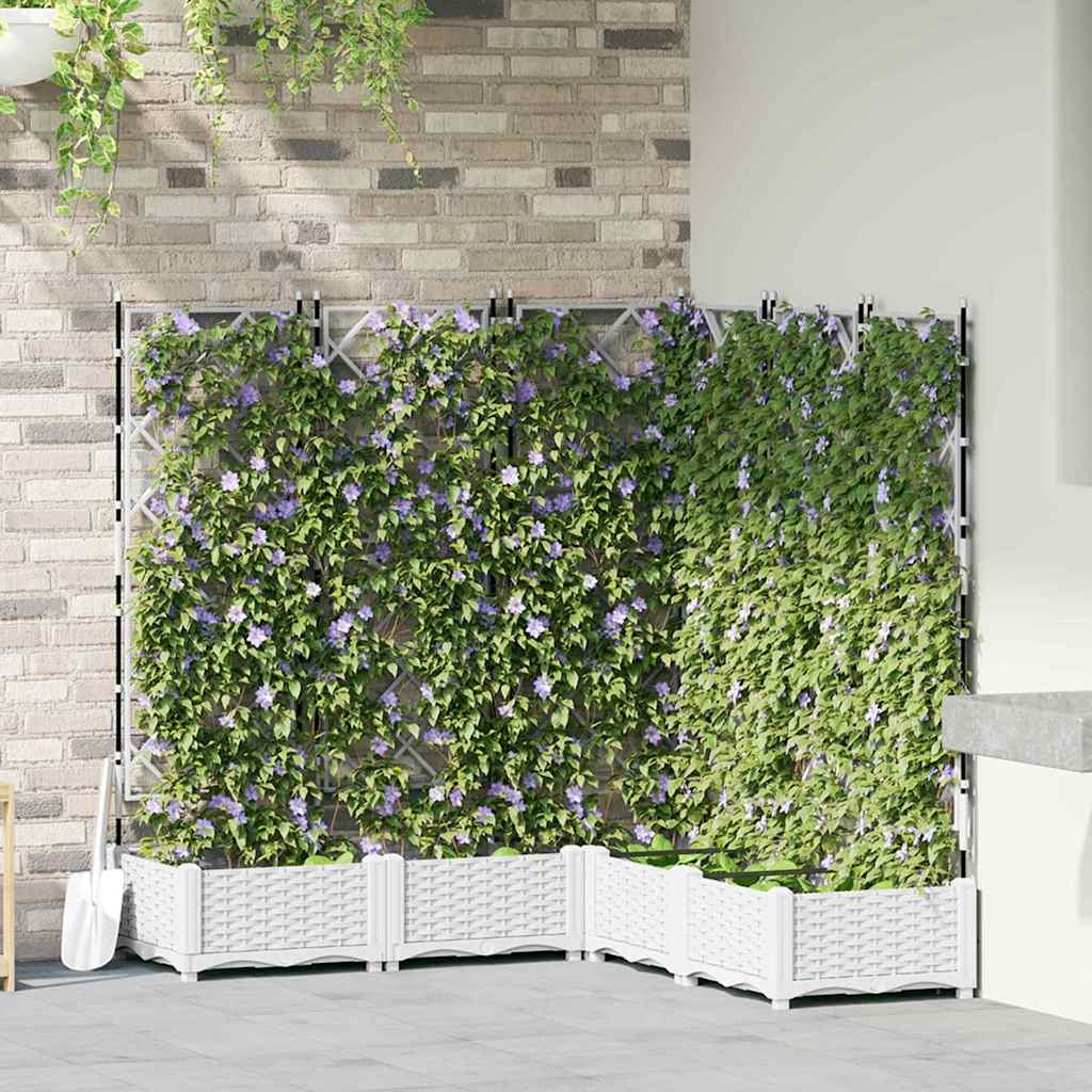 Garden Planter with Trellis 5 pcs White 120 x 120 x 125.5 cm PP