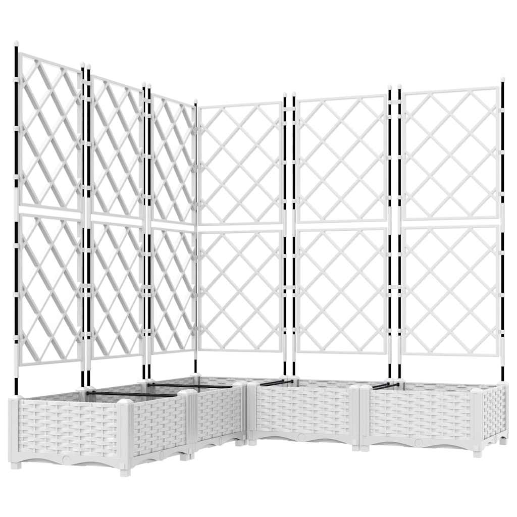 Garden Planter with Trellis 5 pcs White 120 x 120 x 125.5 cm PP
