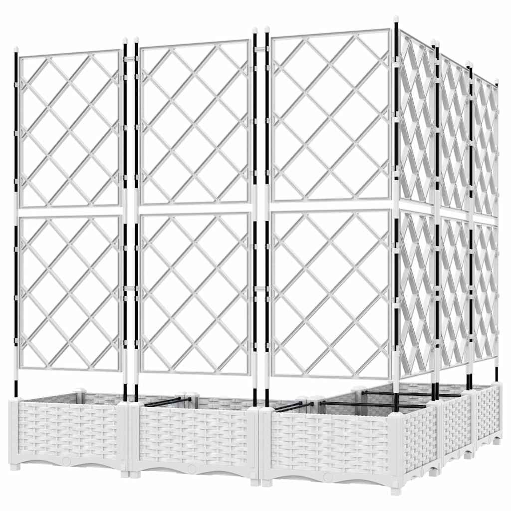 Garden Planter with Trellis 5 pcs White 120 x 120 x 125.5 cm PP