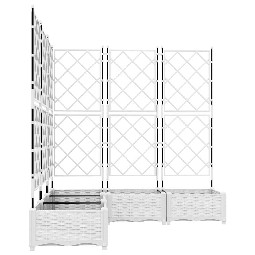Garden Planter with Trellis 5 pcs White 120 x 120 x 125.5 cm PP