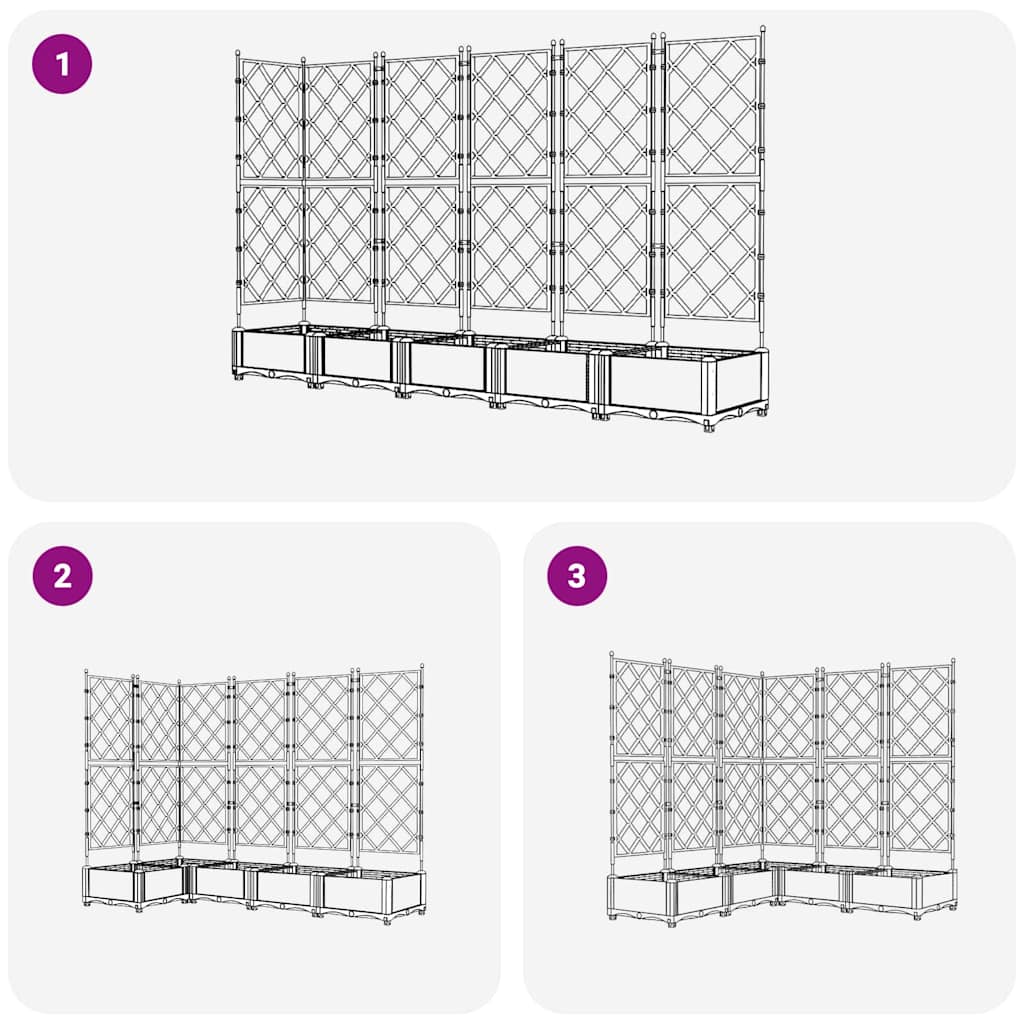 Garden Planter with Trellis 5 pcs White 120 x 120 x 125.5 cm PP