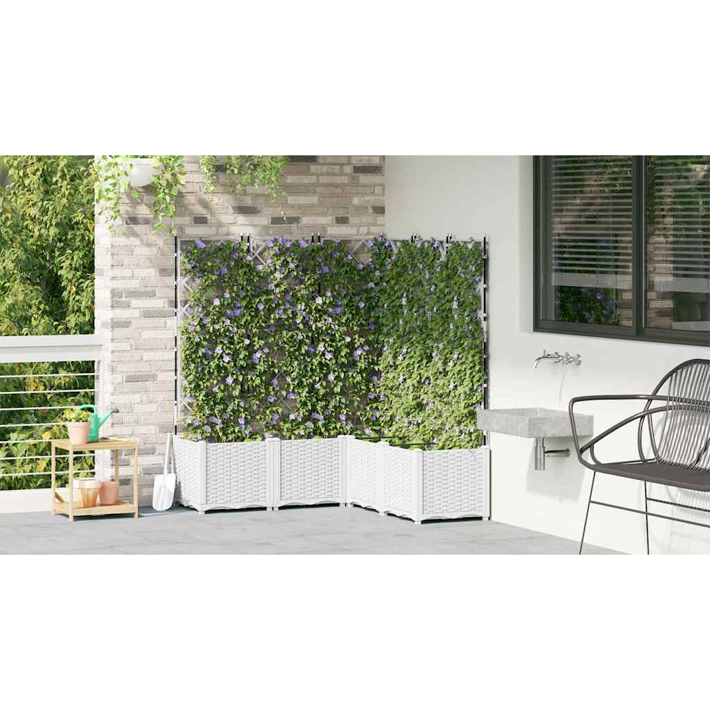 Garden Planter with Trellis 5 pcs White 120 x 120 x 143 cm PP