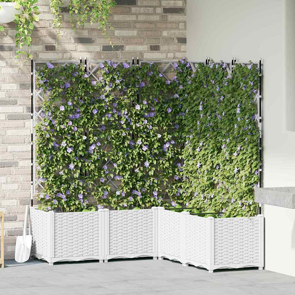 Garden Planter with Trellis 5 pcs White 120 x 120 x 143 cm PP