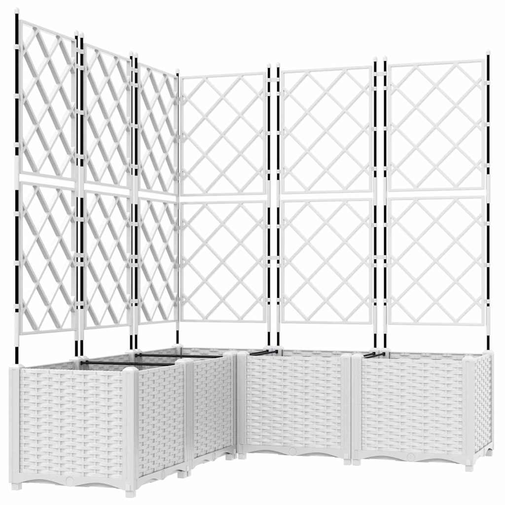 Garden Planter with Trellis 5 pcs White 120 x 120 x 143 cm PP
