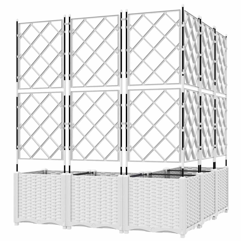 Garden Planter with Trellis 5 pcs White 120 x 120 x 143 cm PP