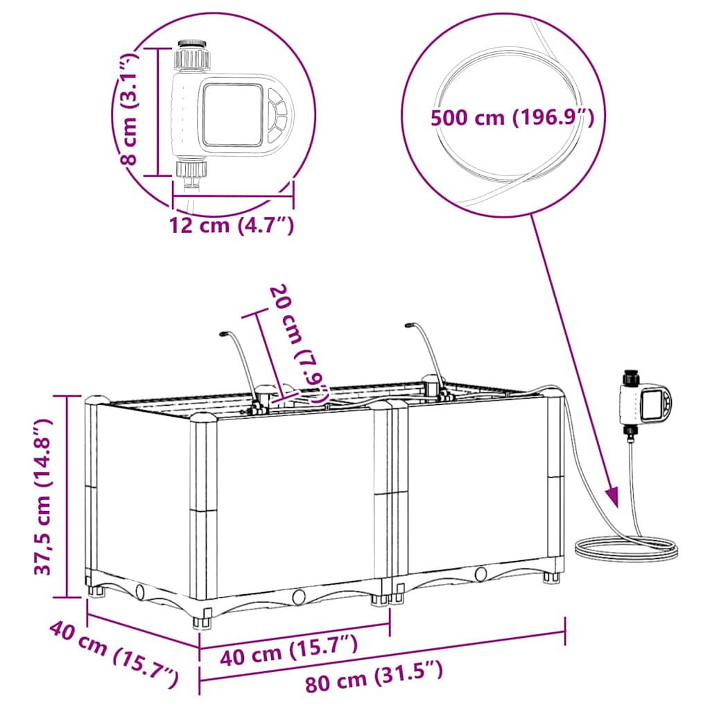 Garden White 80 x 40 x 37.5 cm Steel