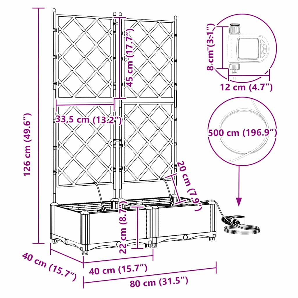 Garden White 80 x 40 x 126 cm Steel