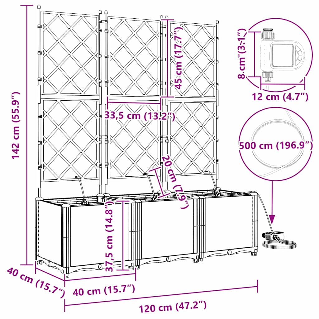Garden White 120 x 40 x 142 cm Steel