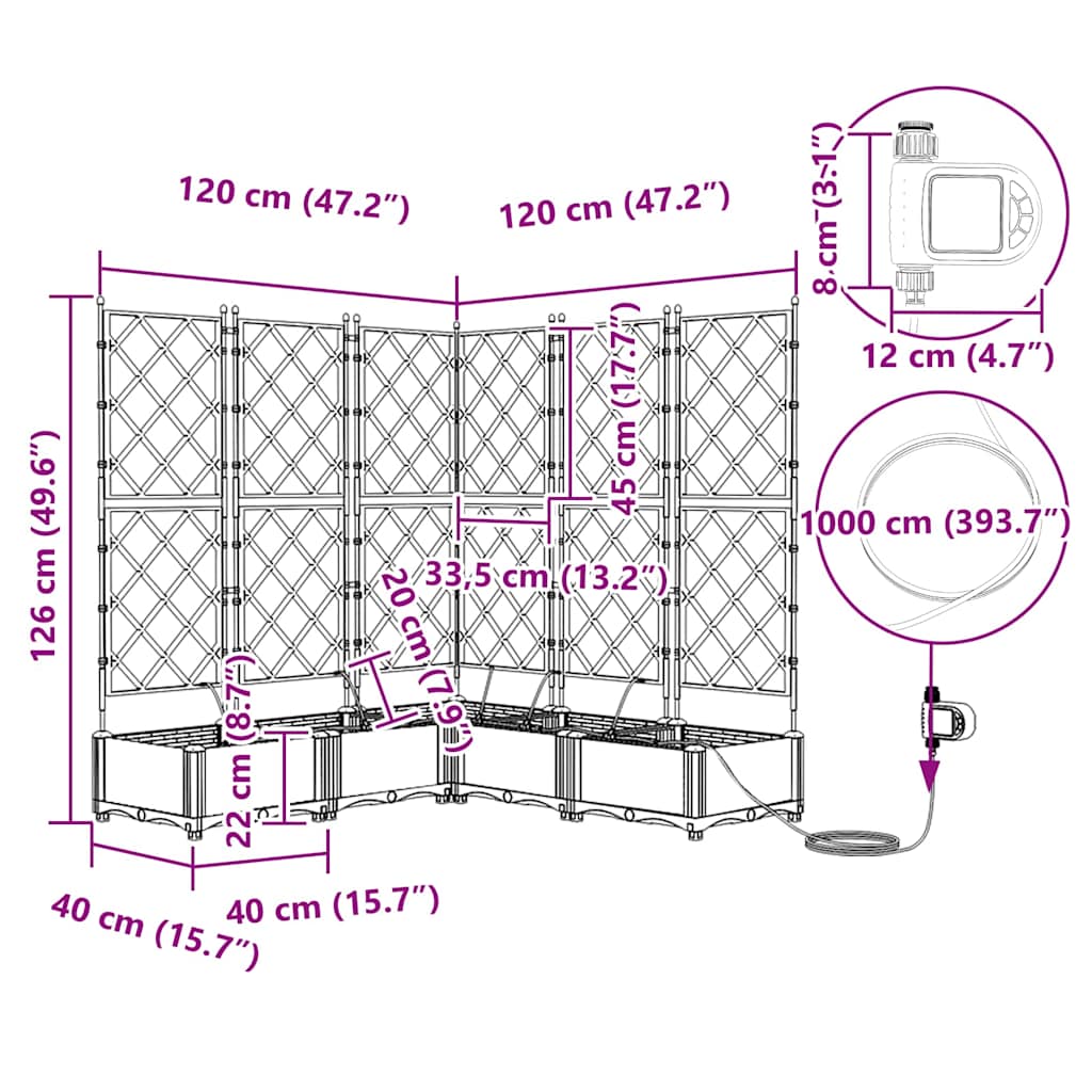 Garden White 120 x 120 x 126 cm Steel