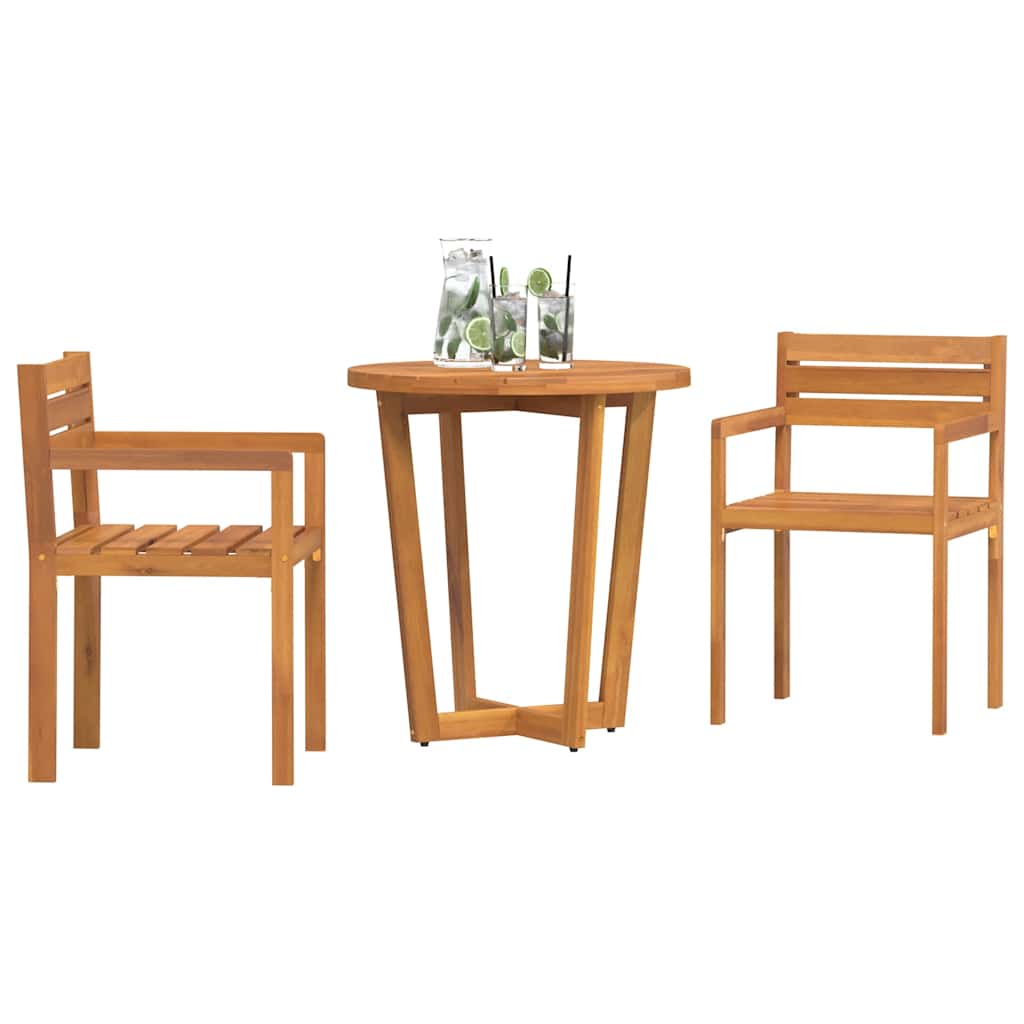 3 Piece Garden Dining Set Solid Wood Acacia
