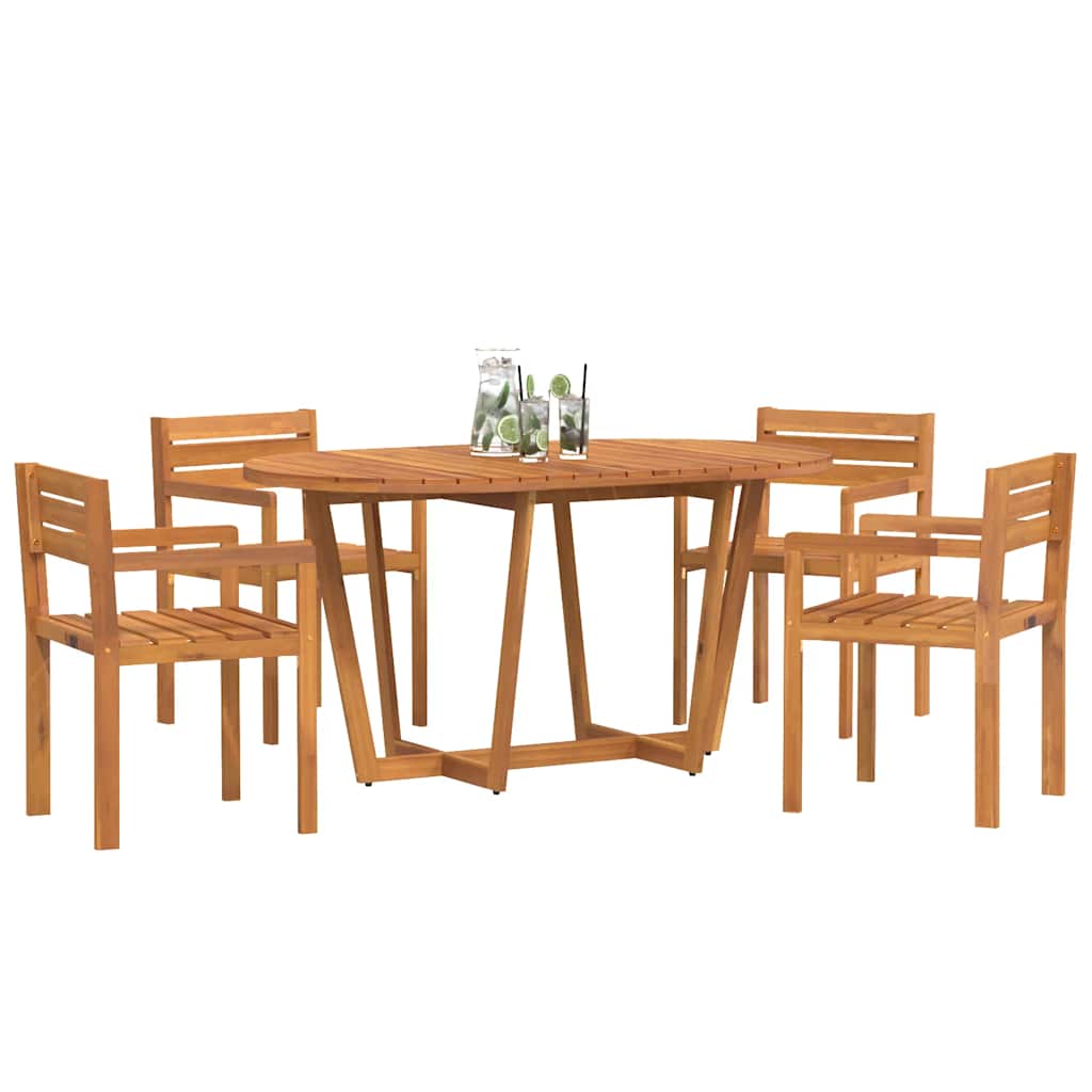 5 Piece Garden Dining Set Solid Wood Acacia