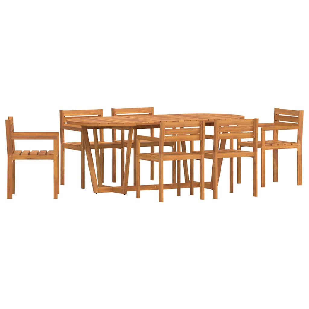 7 Piece Garden Dining Set Solid Wood Acacia