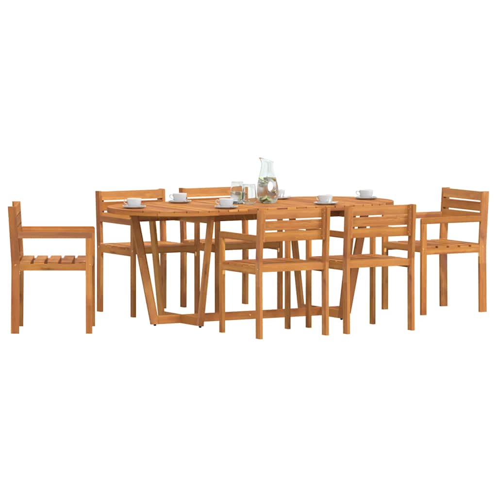 7 Piece Garden Dining Set Solid Wood Acacia