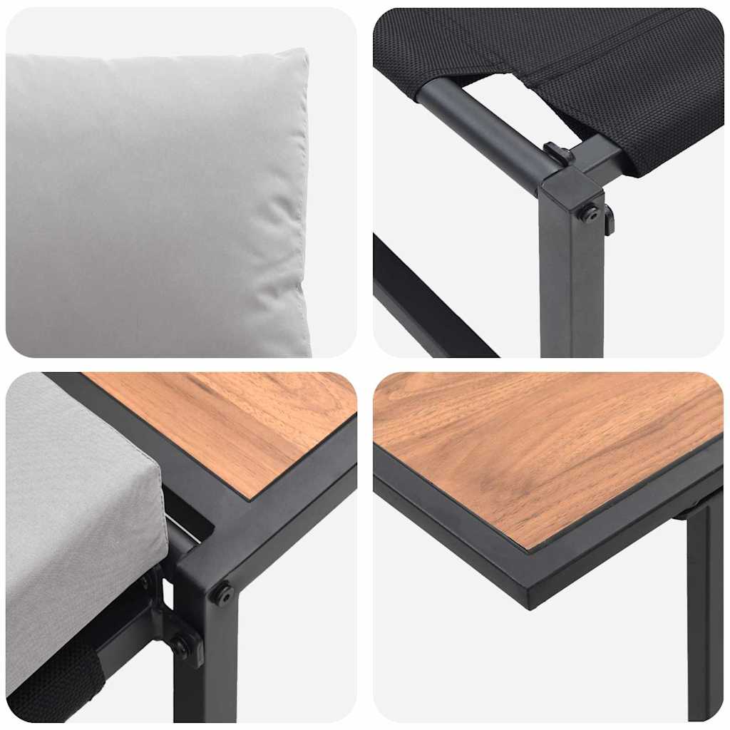 Garden Dining Set 2 pcs Light grey Steel