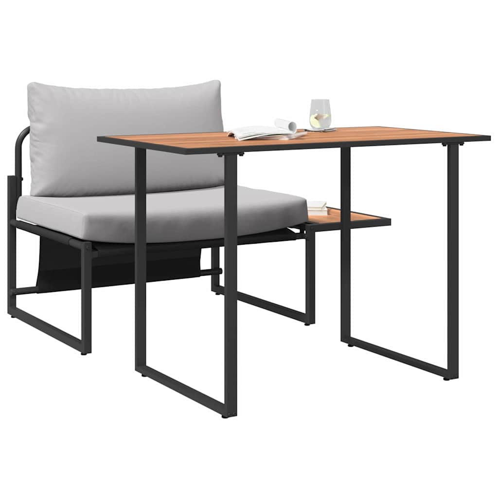 Garden Dining Set 2 pcs Light grey Steel