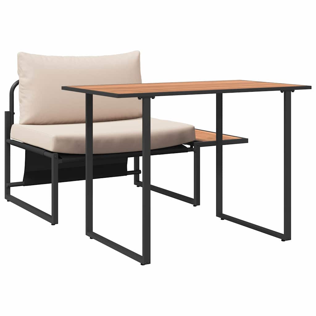 Garden Dining Set 2 pcs Taupe Steel