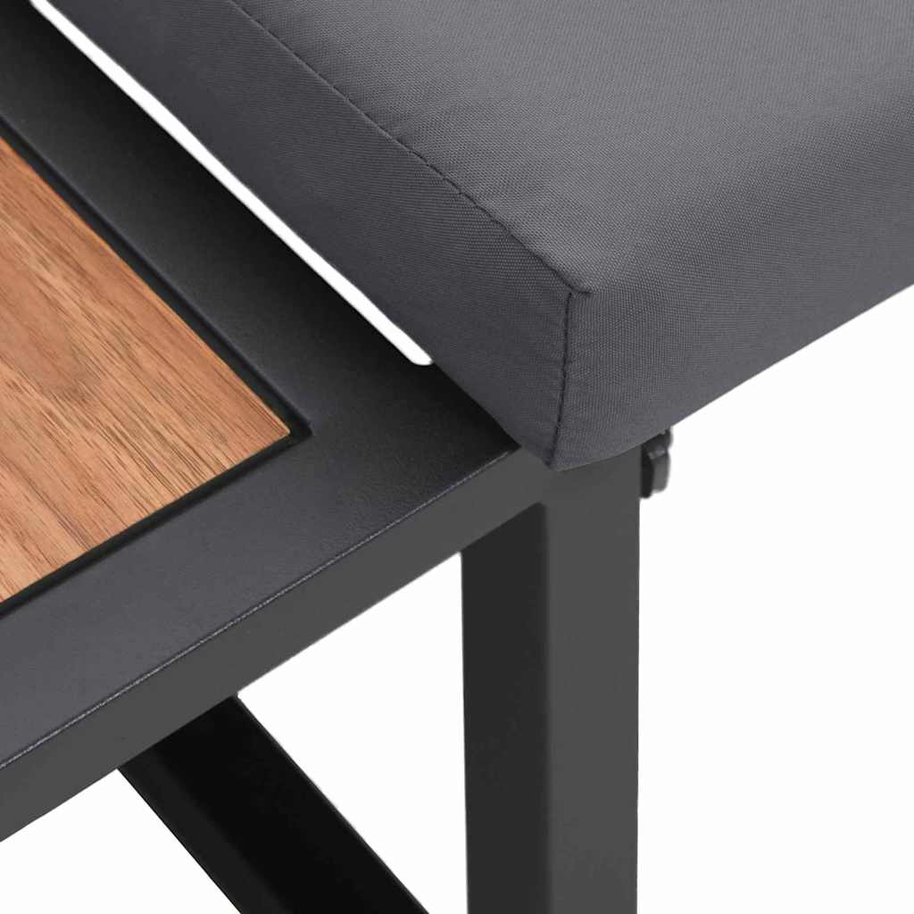 Garden Sofa with Cushion Brown 200.5 x 70 x 85.5cm Metal