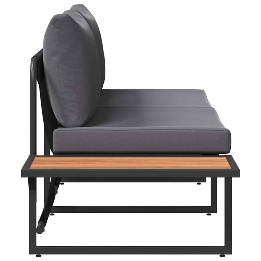 Garden Sofa with Cushion Brown 200.5 x 70 x 85.5cm Metal