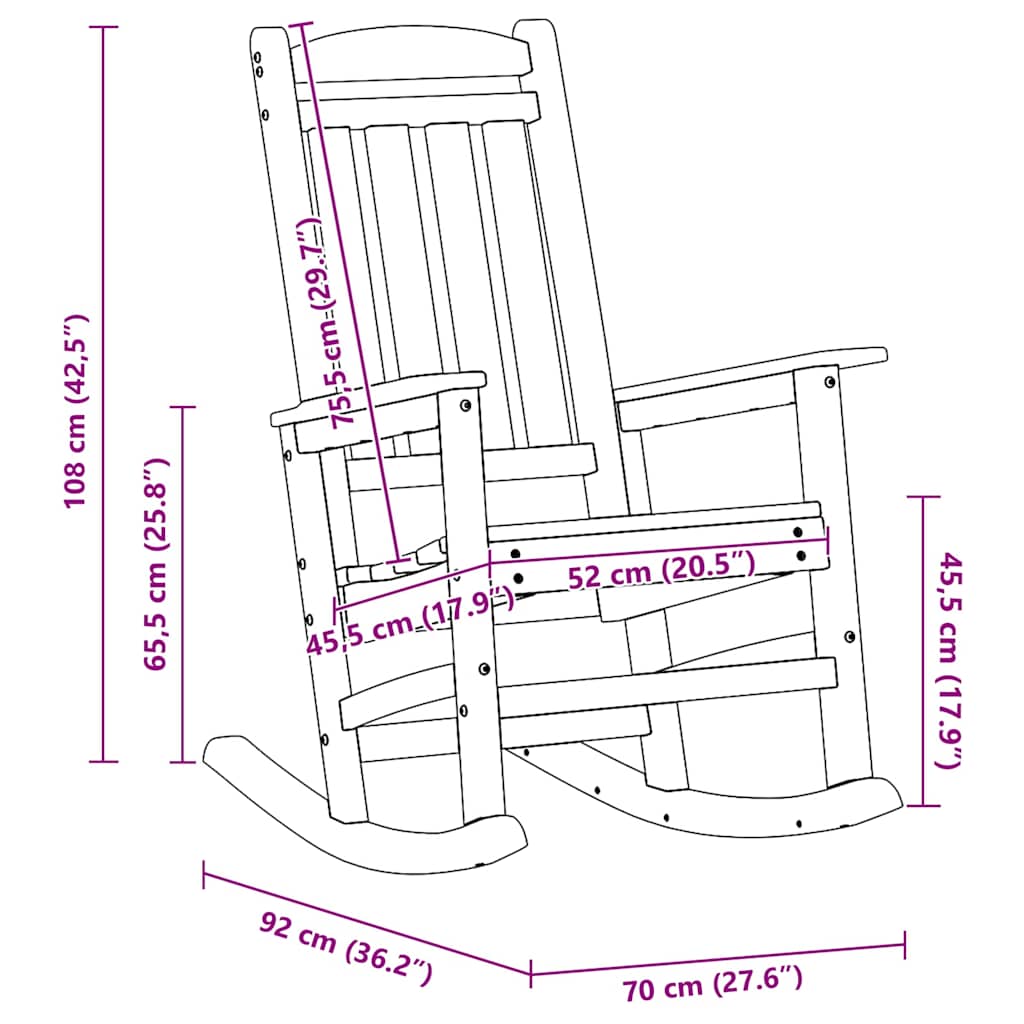 Garden Rocking Chair Light Grey 92 x 70 x 108cm HDPE