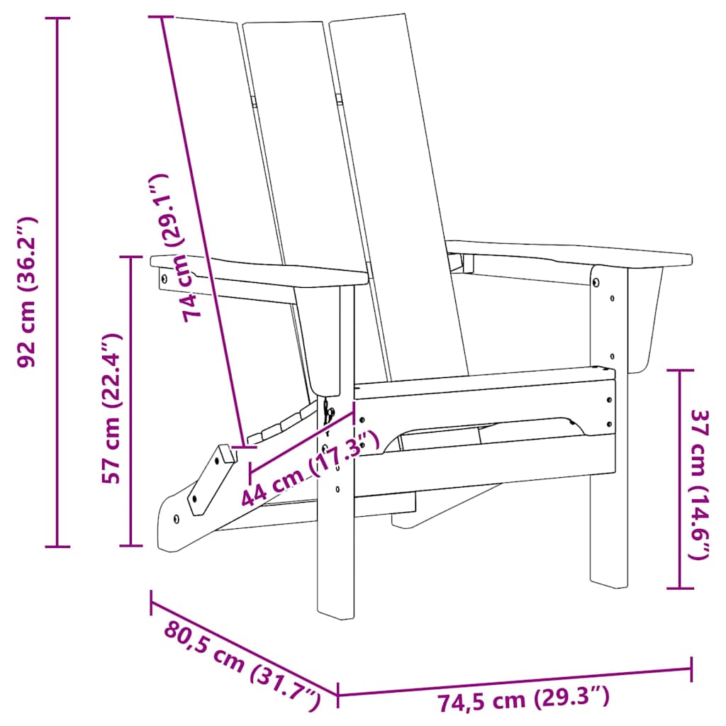 Folding Adirondack Chair Light Grey 80.5 x 74.5 x 92 cm HDPE
