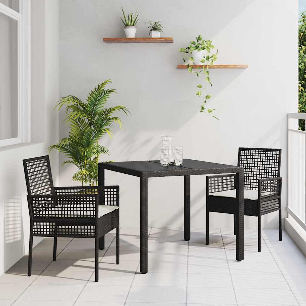 Garden Dining Set 3 pcs Black Poly rattan