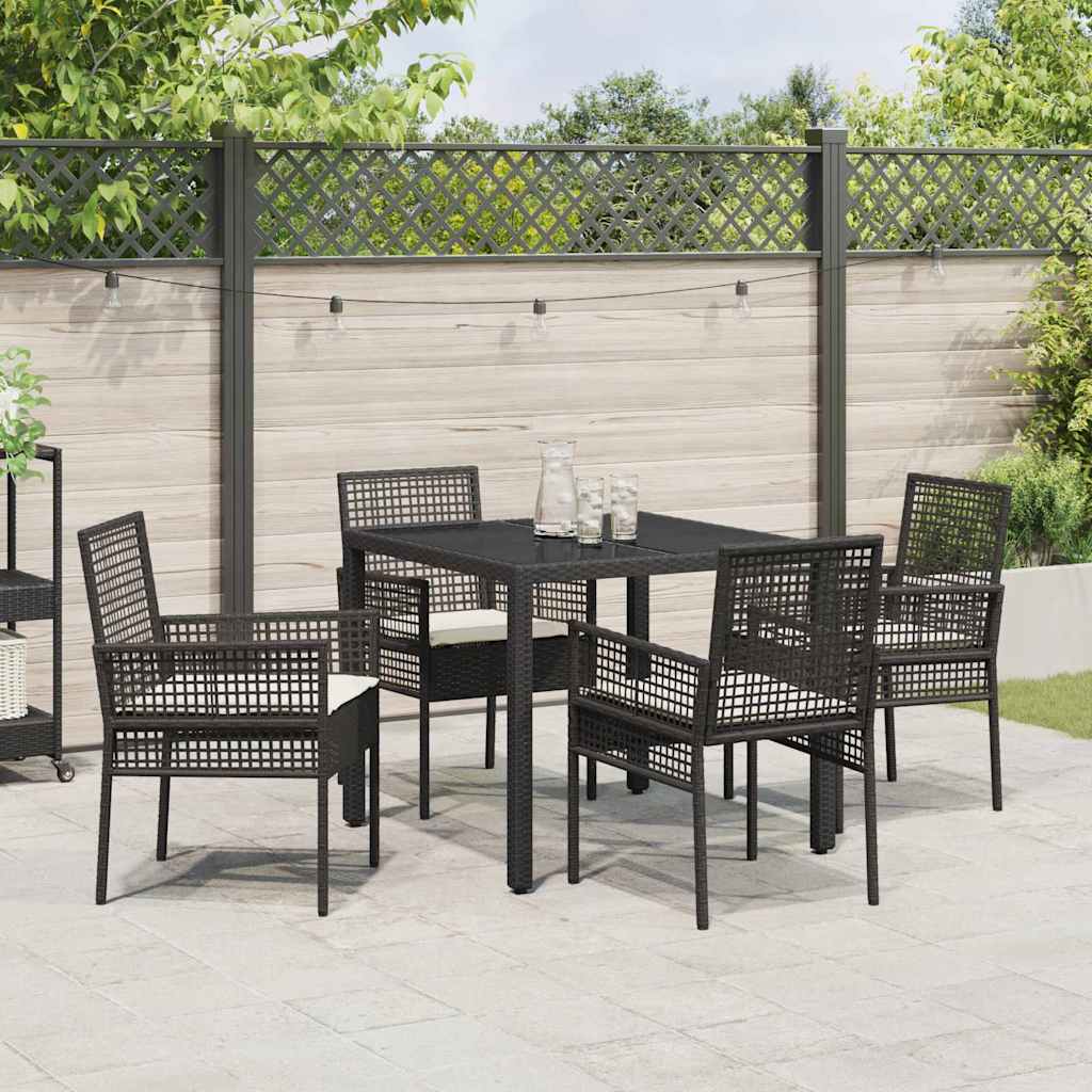 Garden Dining Set 5 pcs Black Poly rattan