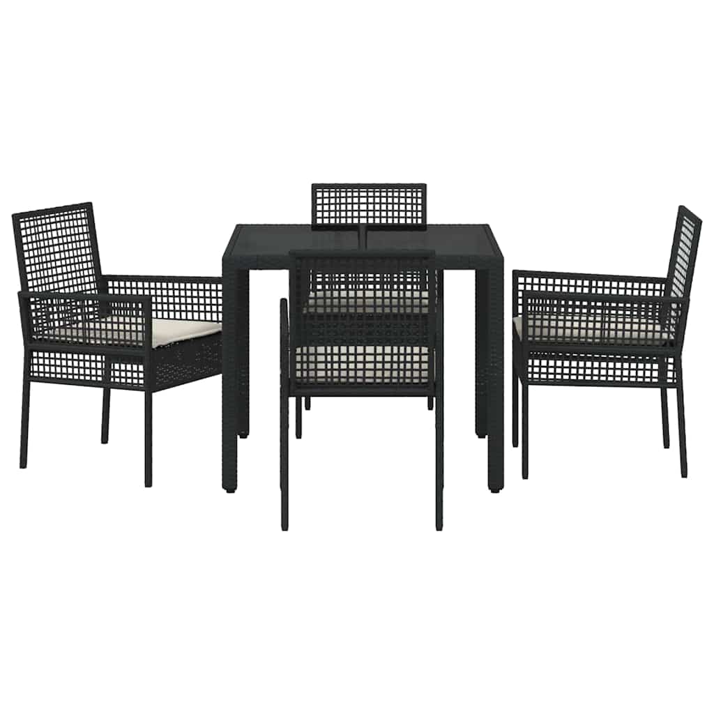 Garden Dining Set 5 pcs Black Poly rattan