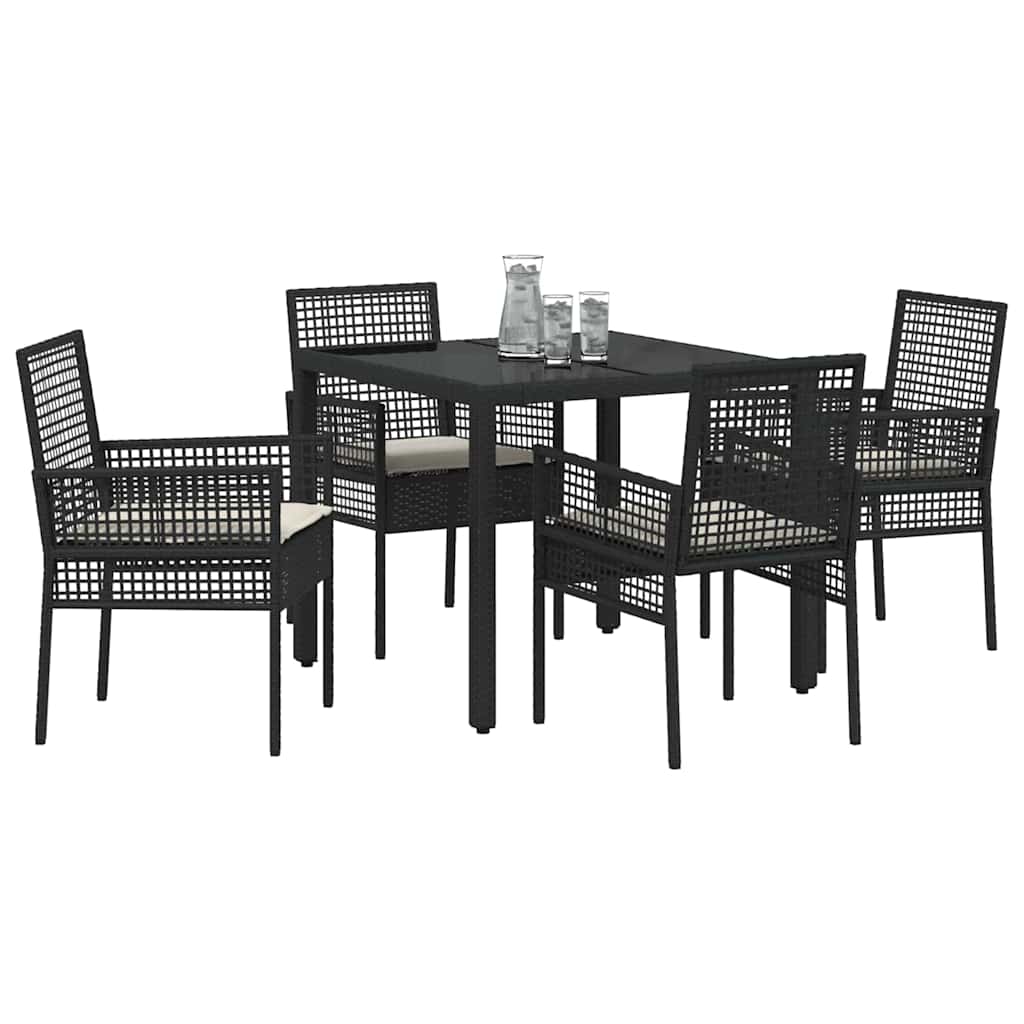 Garden Dining Set 5 pcs Black Poly rattan