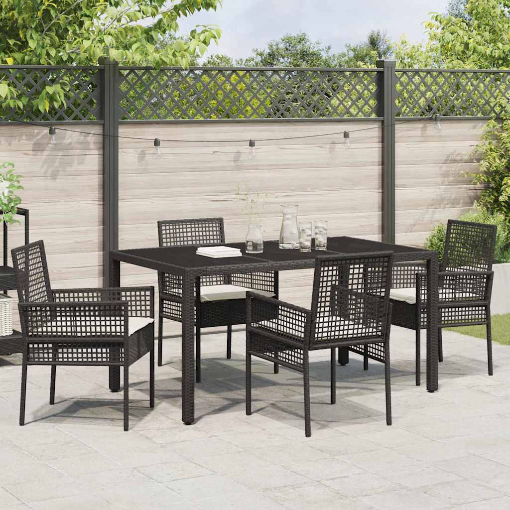 Garden Dining Set 5 pcs Black Poly rattan