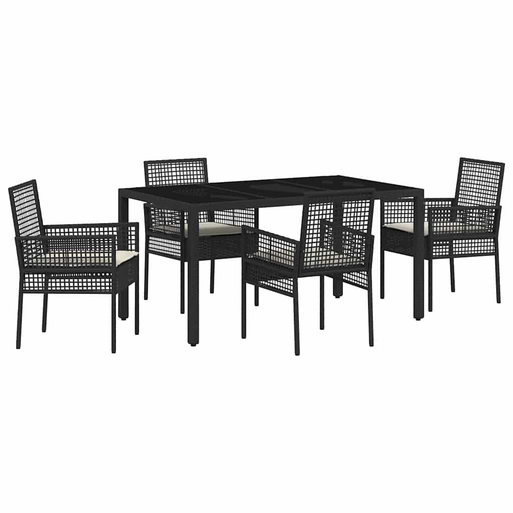 Garden Dining Set 5 pcs Black Poly rattan