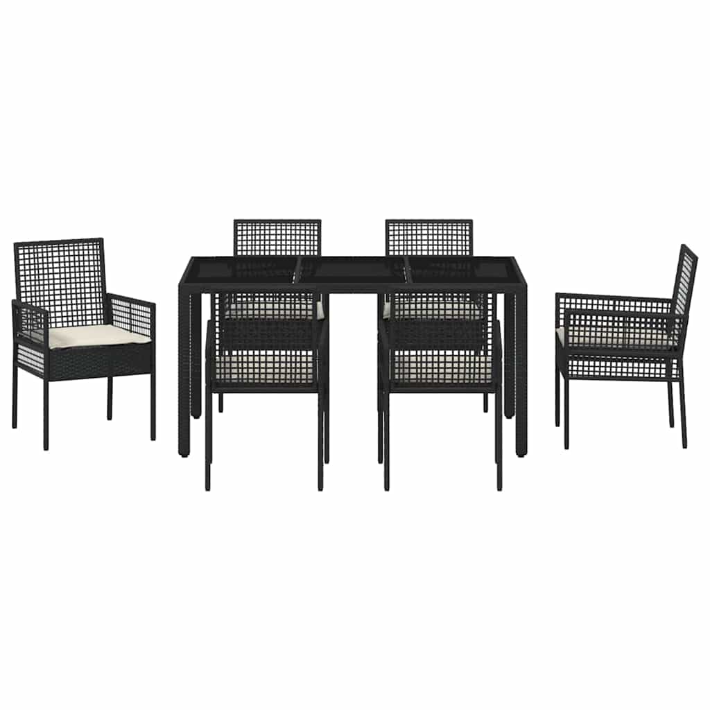 Garden Dining Set 7 pcs Black Poly rattan