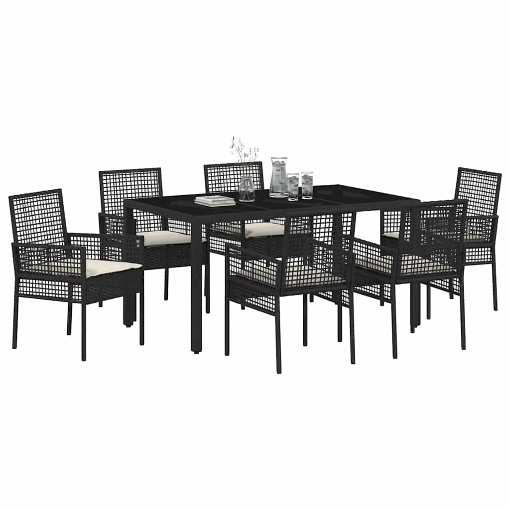 Garden Dining Set 7 pcs Black Poly rattan