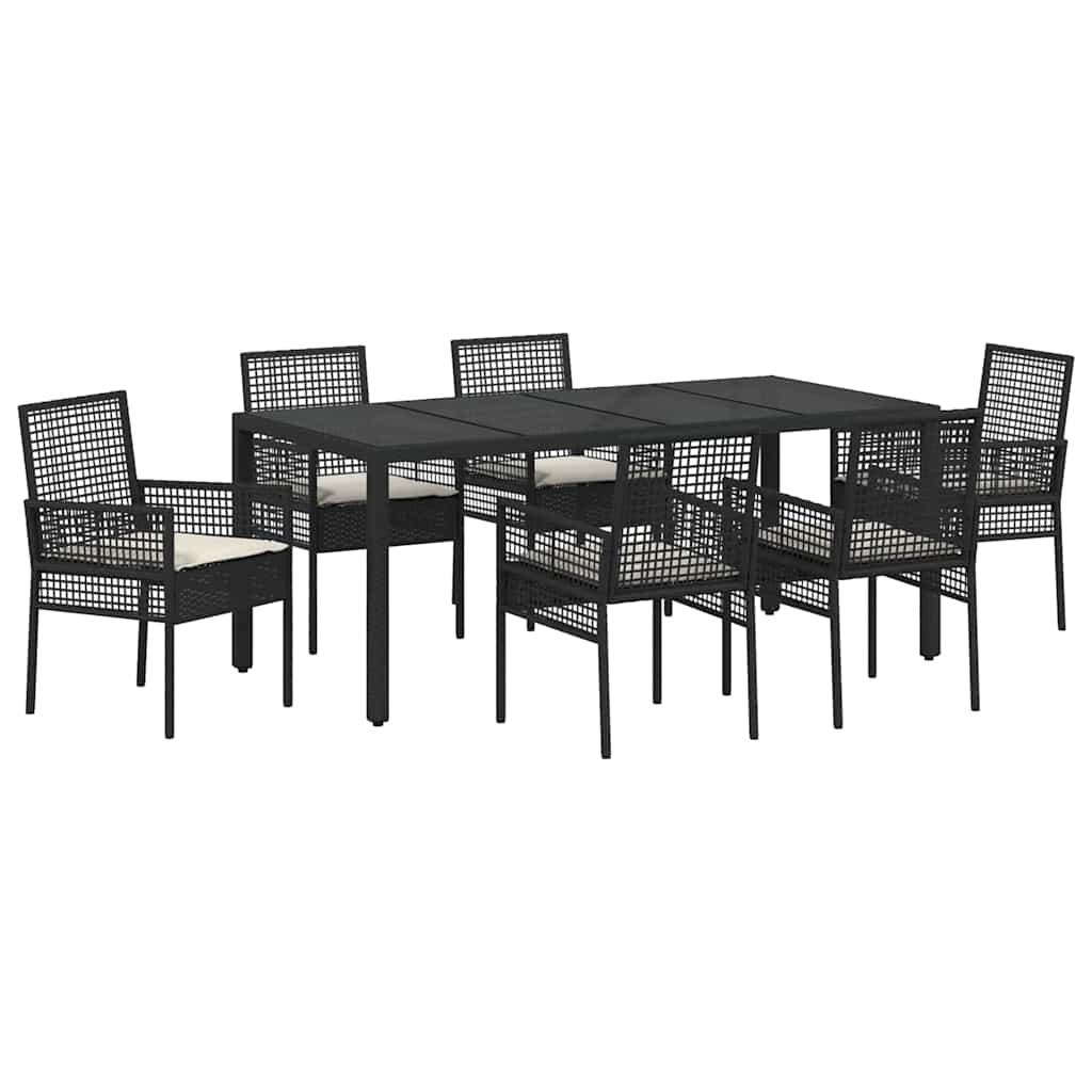 Garden Dining Set 7 pcs Black Poly rattan