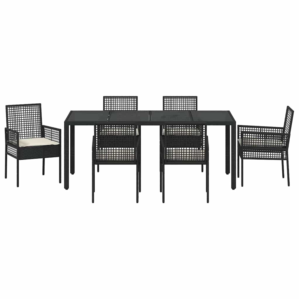 Garden Dining Set 7 pcs Black Poly rattan