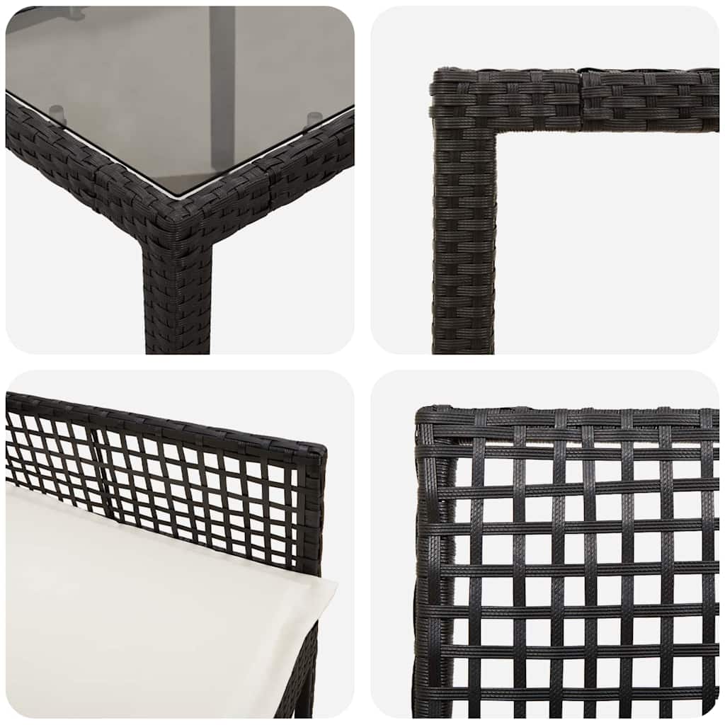 Garden Dining Set 9 pcs Black Poly rattan
