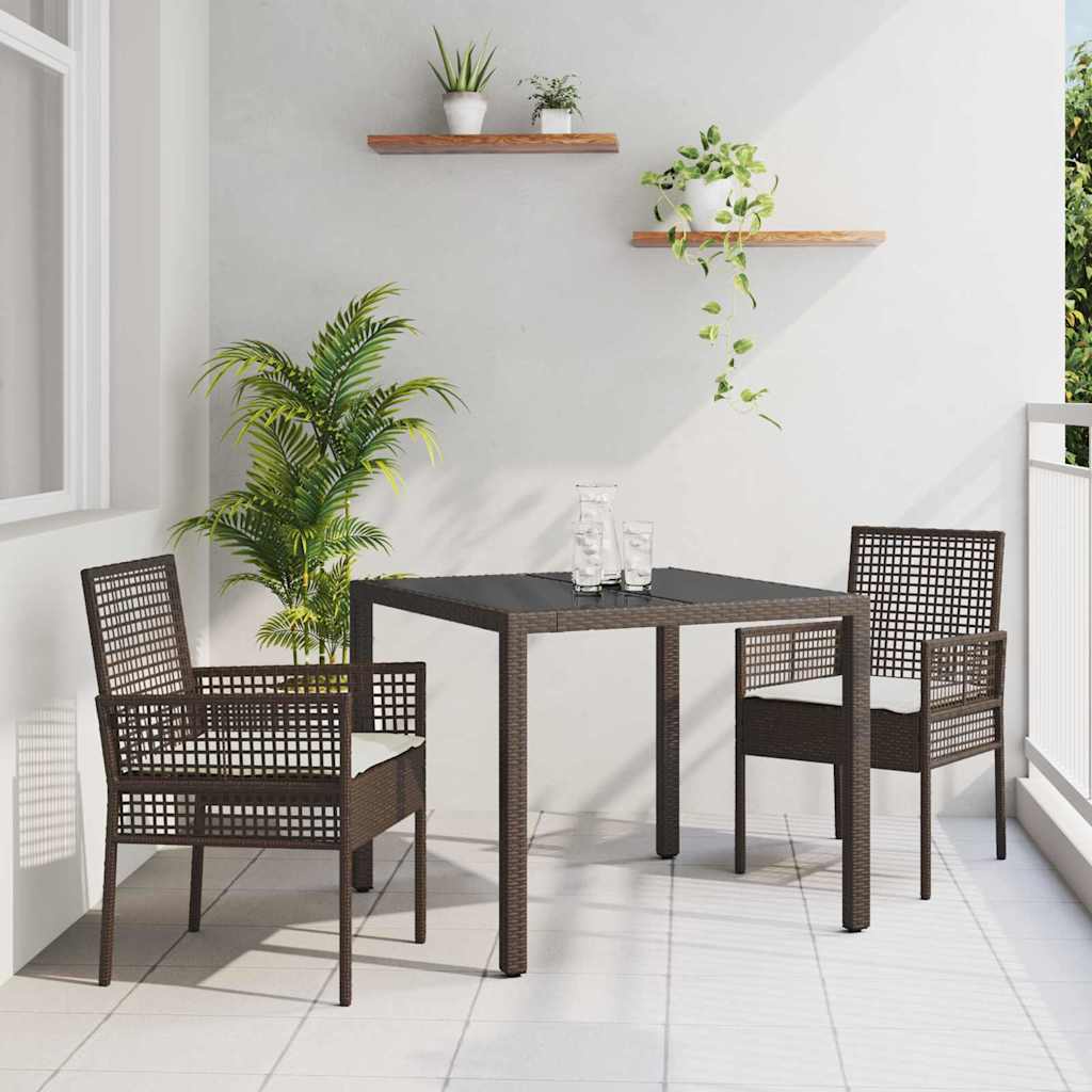 Garden Dining Set 3 pcs Brown Poly rattan
