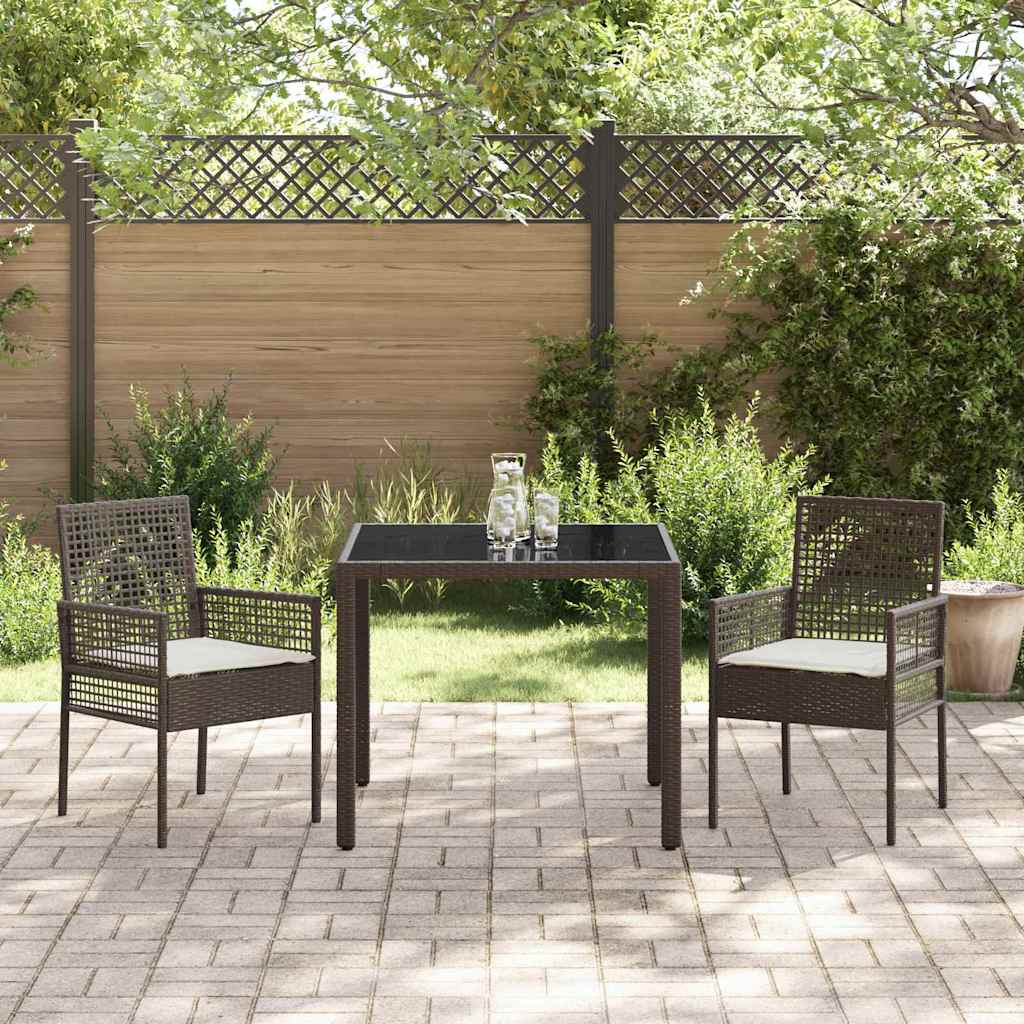 Garden Dining Set 3 pcs Brown Poly rattan