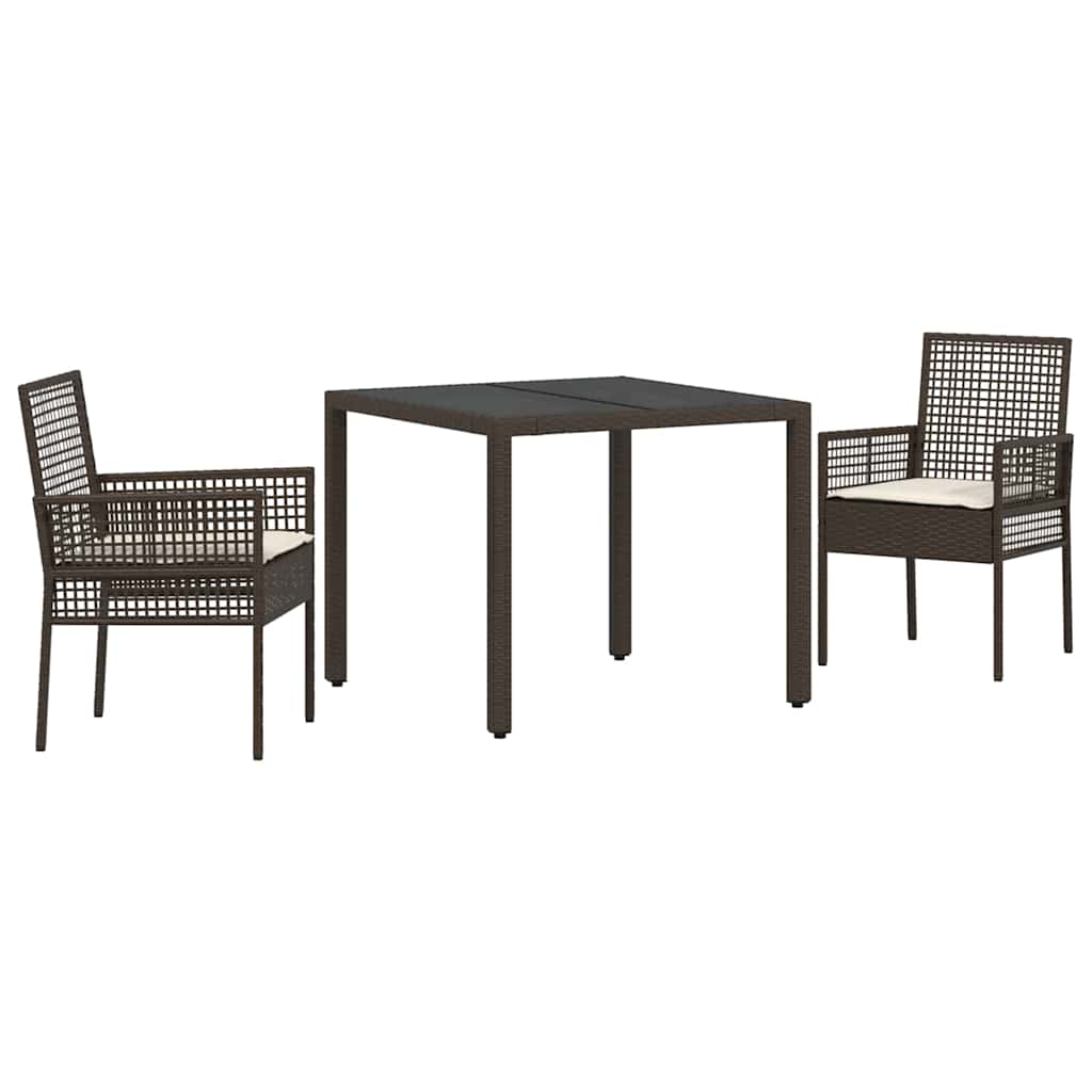 Garden Dining Set 3 pcs Brown Poly rattan